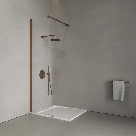 Modern Brushed Copper Shower Screen Glass