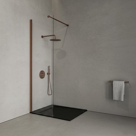 Modern Brushed Copper Shower Screen Glass