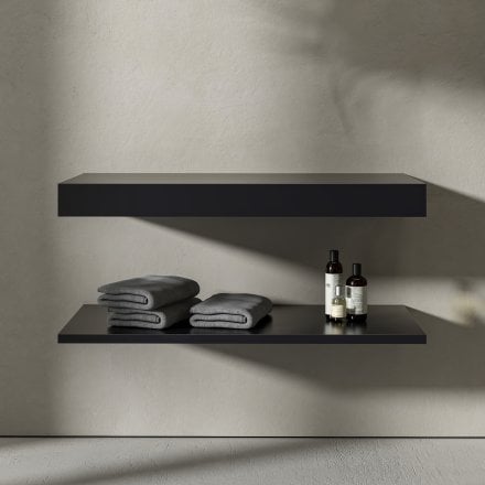 Stone Resin Wall Hung Countertop Basin Shelf (1000mm Wide - Matt Black)