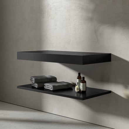 Stone Resin Wall Hung Countertop Basin Shelf (1000mm Wide - Matt Black)