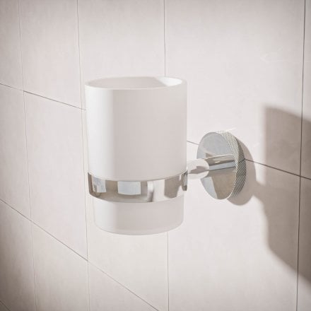 Voss Knurled Wall Mounted Single Frosted Glass Holder
