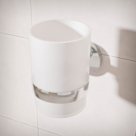 Voss Knurled Wall Mounted Single Frosted Glass Holder