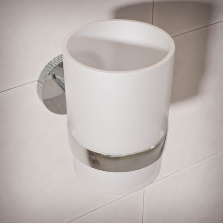 Voss Knurled Wall Mounted Single Frosted Glass Holder