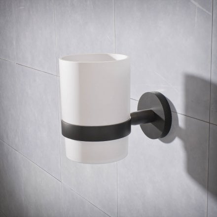 Voss Knurled Wall Mounted Single Frosted Glass Holder