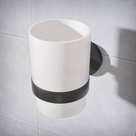 Voss Knurled Wall Mounted Single Frosted Glass Holder