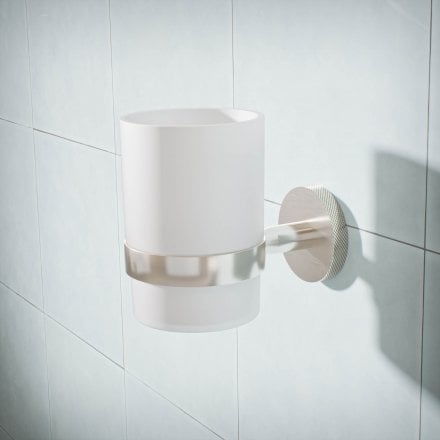 Voss Knurled Wall Mounted Single Frosted Glass Holder