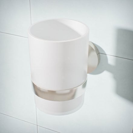 Voss Knurled Wall Mounted Single Frosted Glass Holder