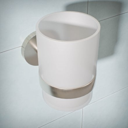Voss Knurled Wall Mounted Single Frosted Glass Holder