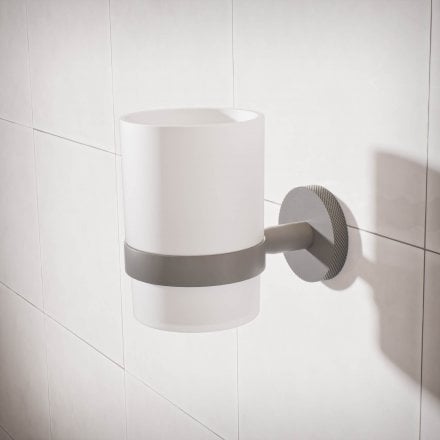 Voss Knurled Wall Mounted Single Frosted Glass Holder
