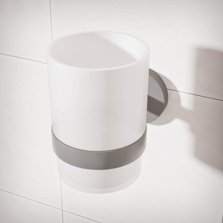 Voss Knurled Wall Mounted Single Frosted Glass Holder