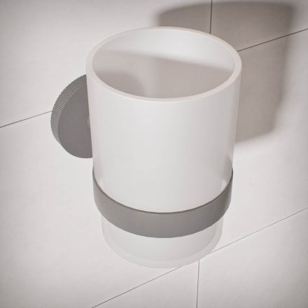 Voss Knurled Wall Mounted Single Frosted Glass Holder