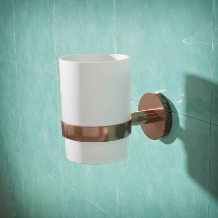 Voss Knurled Wall Mounted Single Frosted Glass Holder