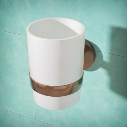Voss Knurled Wall Mounted Single Frosted Glass Holder