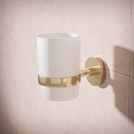 Voss Knurled Wall Mounted Single Frosted Glass Holder