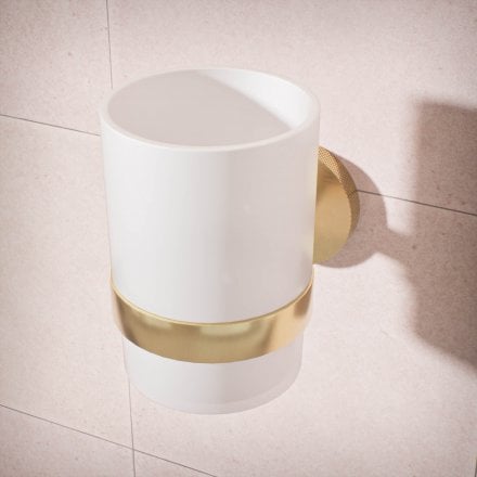 Voss Knurled Wall Mounted Single Frosted Glass Holder