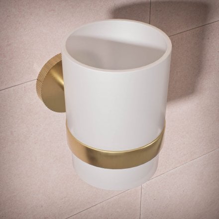Voss Knurled Wall Mounted Single Frosted Glass Holder