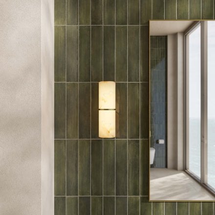 Nova Alabaster Cylinder Brushed Gold Wall Sconce 260mm