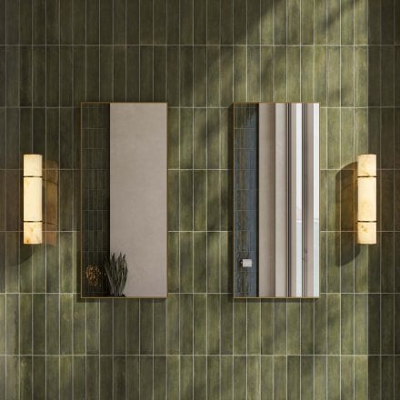 Nova Alabaster Cylinder Brushed Gold Wall Sconce 400mm