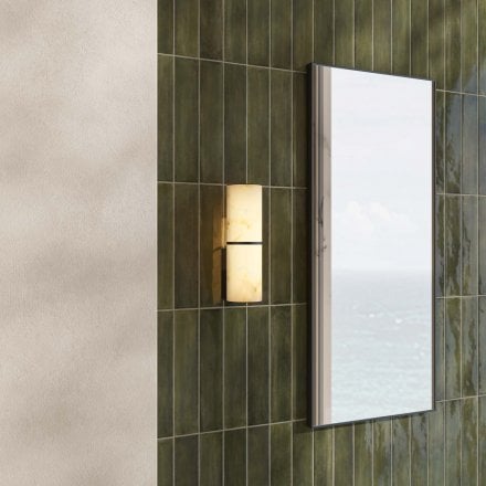 Nova Alabaster Cylinder Matt Black Wall Sconce 260mm