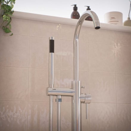 Alta Fluted Freestanding Bath Shower Mixer Tap