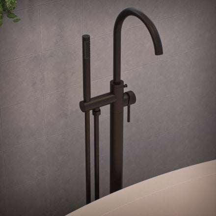 Alta Fluted Freestanding Bath Shower Mixer Tap