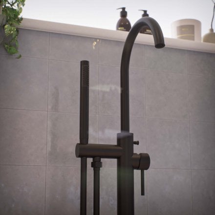 Alta Fluted Freestanding Bath Shower Mixer Tap