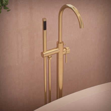 Alta Fluted Freestanding Bath Shower Mixer Tap