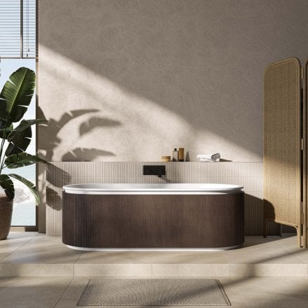 Comano 1700mm Matt White & Walnut Bath