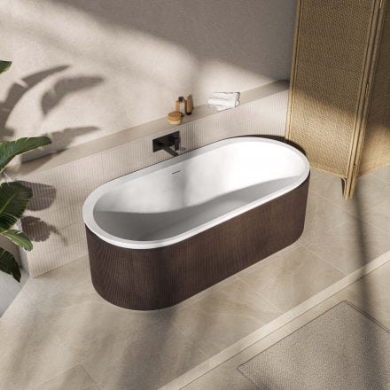 Comano 1700mm Matt White & Walnut Bath
