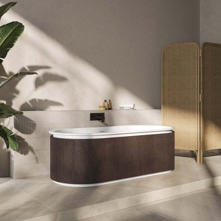 Comano 1700mm Matt White & Walnut Bath