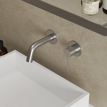 Faro Short Projection Wall Mounted Basin Mixer Tap