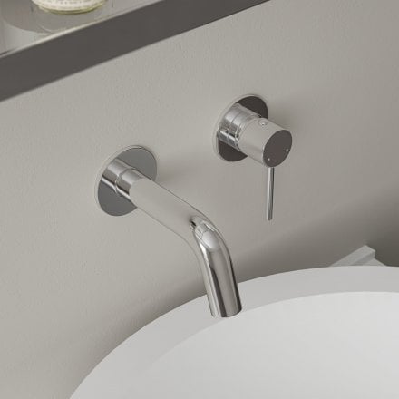 Faro Short Projection Wall Mounted Basin Mixer Tap