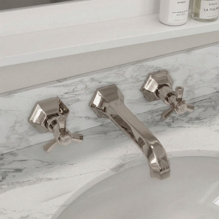 Kensington Polished Nickel Wall Mounted Basin Mixer Tap