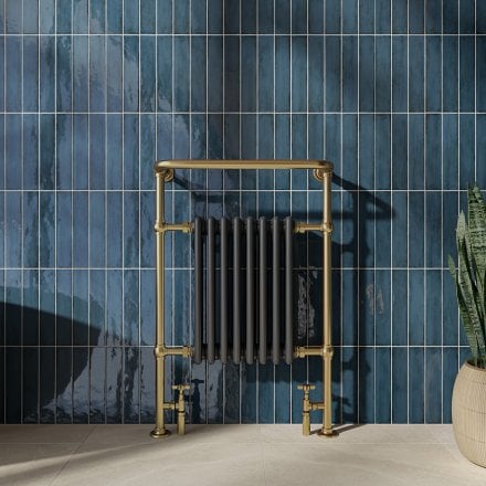 Larissa Traditional Brushed Gold & Black Towel Warmer Radiator Frame Set 952mm