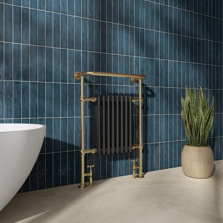 Larissa Traditional Brushed Gold & Black Towel Warmer Radiator Frame Set 952mm