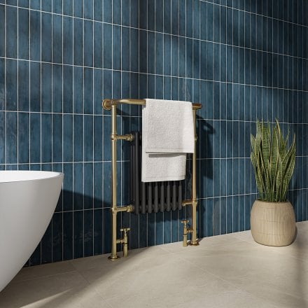 Larissa Traditional Brushed Gold & Black Towel Warmer Radiator Frame Set 952mm