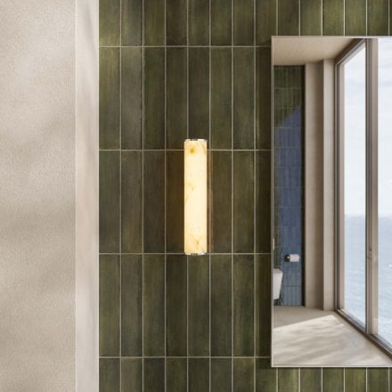 Lucenti Alabaster Slender Cylinder Chrome Wall Sconce 300mm