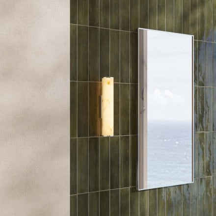 Lucenti Alabaster Slender Cylinder Chrome Wall Sconce 300mm