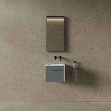 Missoni Mini Cloakroom Vanity Unit with Stone Basin (Matt Dove Grey 400mm)