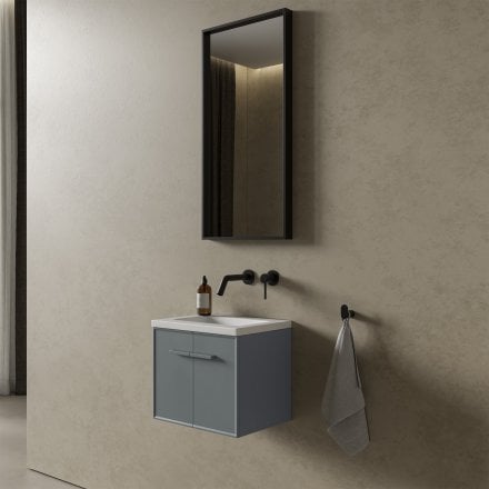 Missoni Mini Cloakroom Vanity Unit with Stone Basin (Matt Dove Grey 400mm)