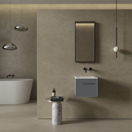 Missoni Mini Cloakroom Vanity Unit with Stone Basin (Matt Dove Grey 400mm)