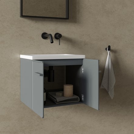 Missoni Mini Cloakroom Vanity Unit with Stone Basin (Matt Dove Grey 400mm)