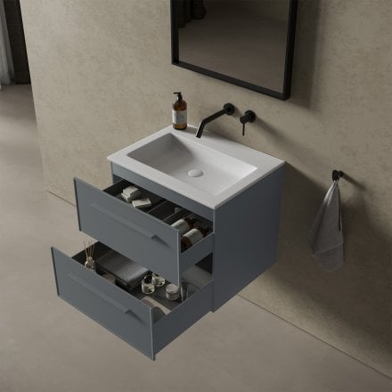 Missoni Vanity Unit with Stone Basin (Matt Dove Grey 600mm)
