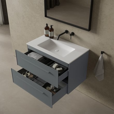 Missoni Vanity Unit with Stone Basin (Matt Dove Grey 800mm)