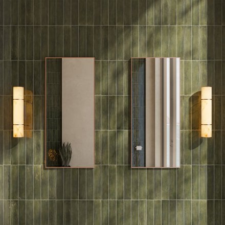 Nova Alabaster Cylinder Brushed Copper Wall Sconce 400mm