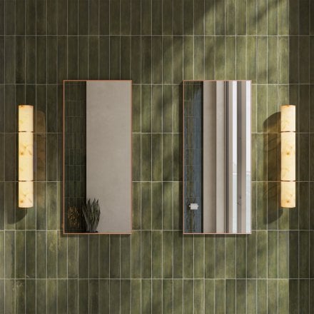 Nova Alabaster Cylinder Brushed Copper Wall Sconce 580mm