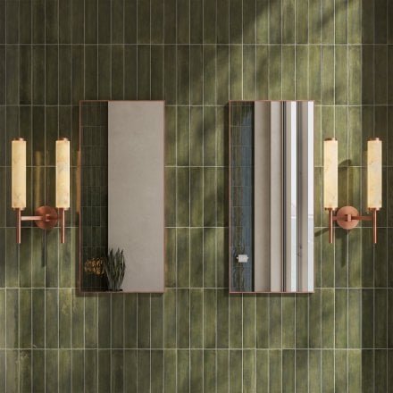 Orlo Alabaster Dual-Column Brushed Copper Wall Sconce 480mm