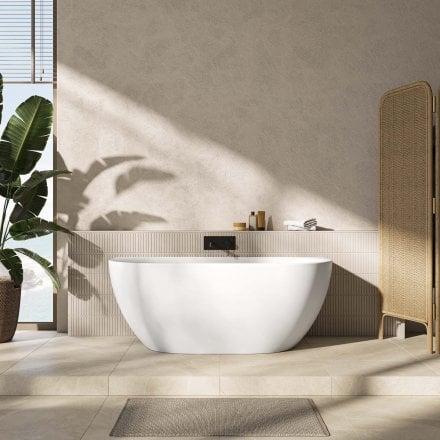 Porretta Curved 1500mm Acrylic Back To Wall Bath