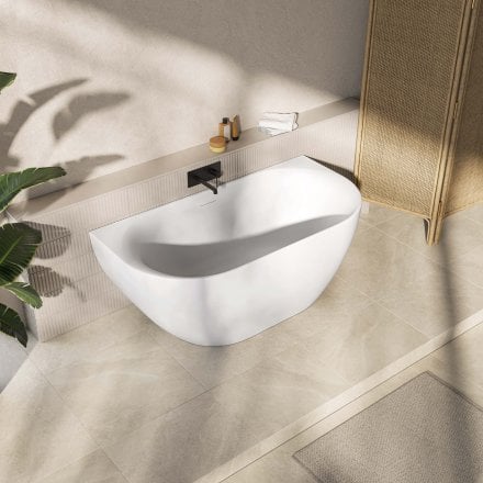 Porretta Curved 1500mm Acrylic Back To Wall Bath