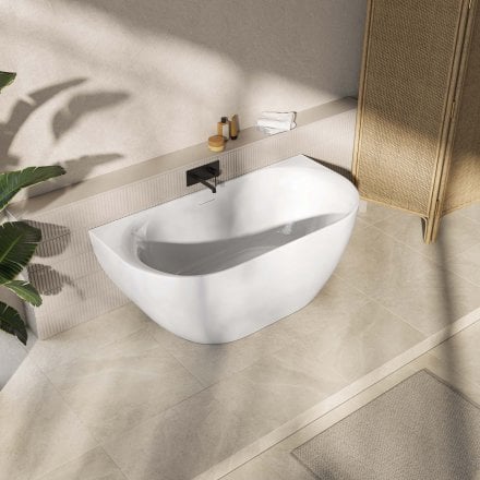 Porretta Curved 1500mm Acrylic Back To Wall Bath